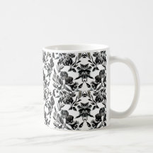 Mug de patrón de floreado monocromo