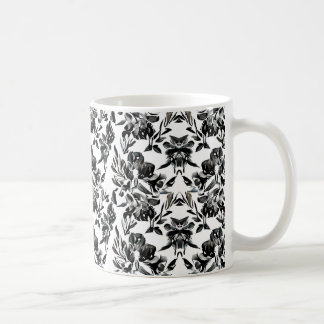 Taza De Café Mug de patrón de floreado monocromo