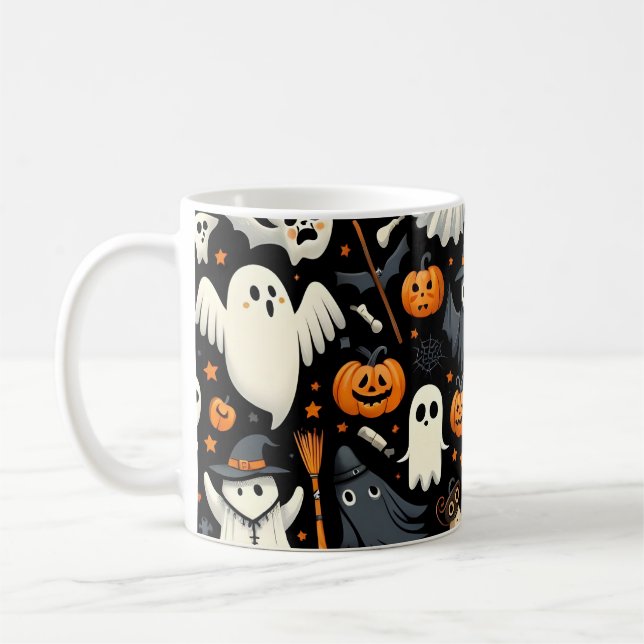 Taza De Café Mug de patrón de Halloween adorable (Izquierda)