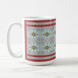 Taza De Café Mug de patrón de mosaico floral colorido (rojo)