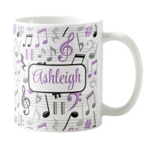 Mug de patrón de música púrpura personalizado