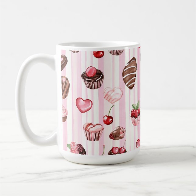 Taza De Café Mug de patrón grande del corazón de Choco (Izquierda)