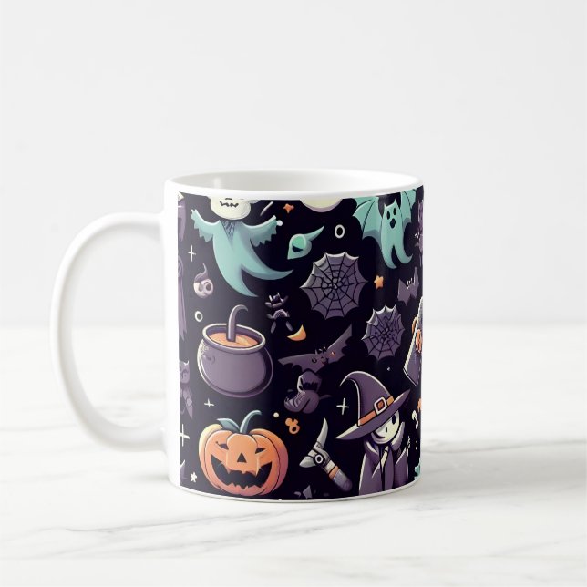 Taza De Café Mug de patrón sin foco de Halloween (Izquierda)
