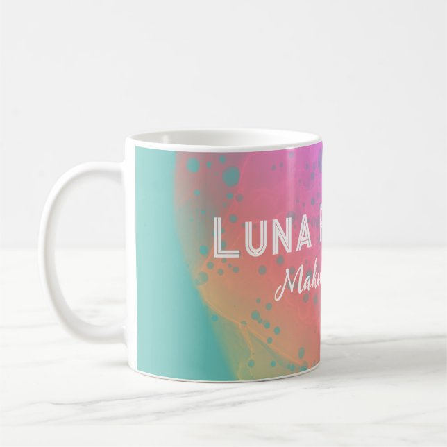 Taza De Café Mug de Personalizable arcoiris rosa pintado (Izquierda)