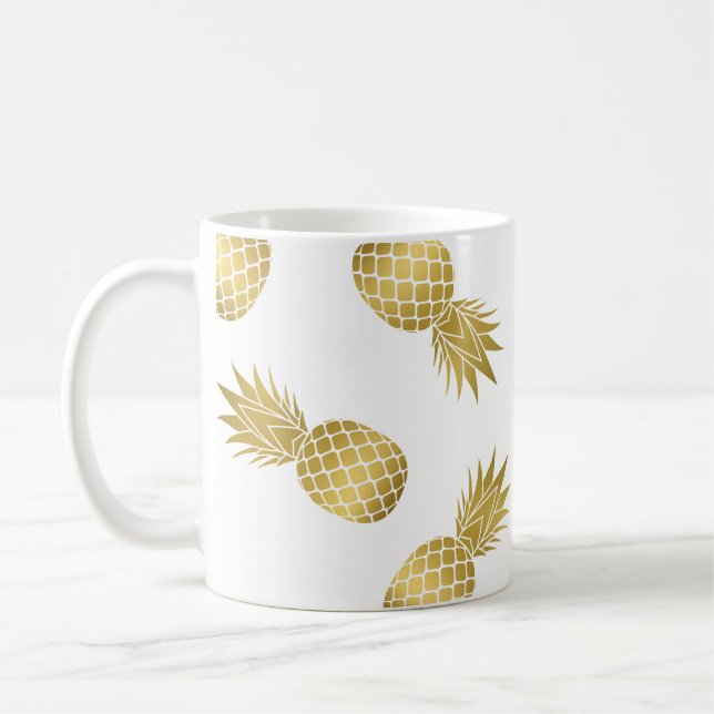 Taza De Café Mug. de piñas de oro Faux (Izquierda)