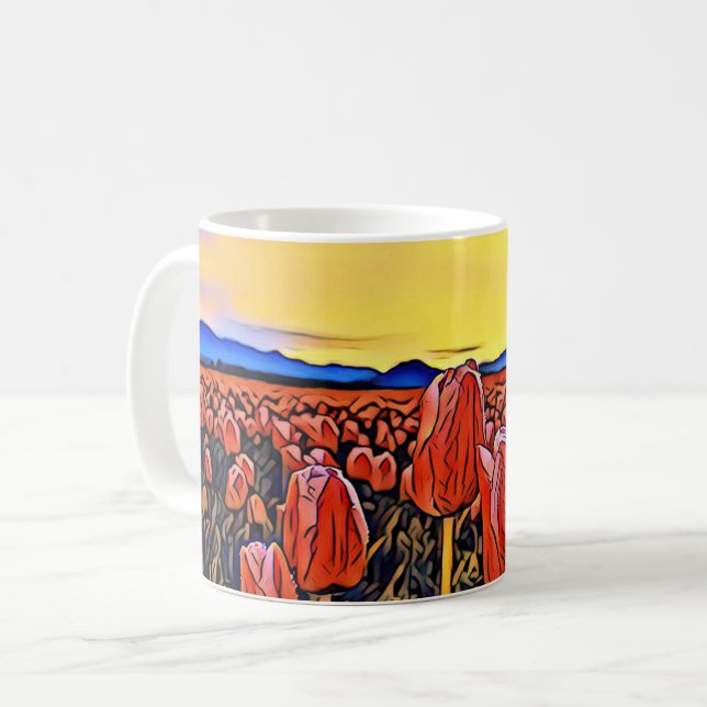 Taza De Café Mug de pintura de tulipano rojo (Anverso izquierdo)