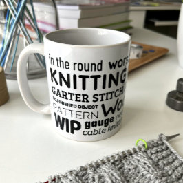 Taza De Café Mug de punto - Collage de palabras de Knitter