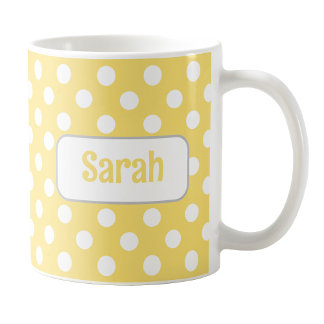 Taza De Café Mug de punto de polka amarillo personalizado