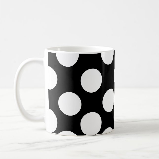 Taza De Café Mug. de punto de polka blanco y negro (Izquierda)