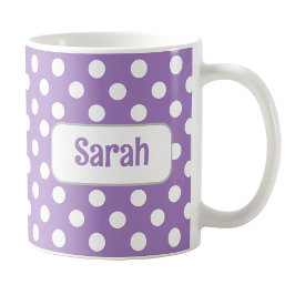 Taza De Café Mug de punto de polka púrpura personalizado
