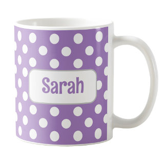 Taza De Café Mug de punto de polka púrpura personalizado