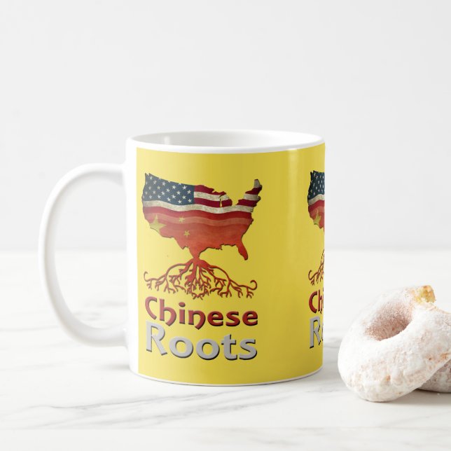 Taza De Café Mug de raíces chinas-estadounidenses, China (Con donut)
