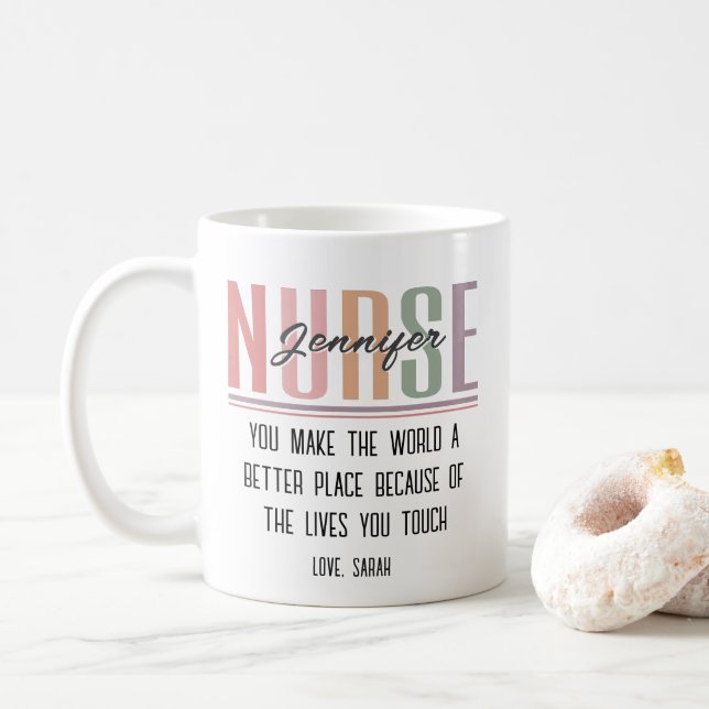 Taza De Café Mug de regalo de agradecimiento personalizado a en (Con donut)
