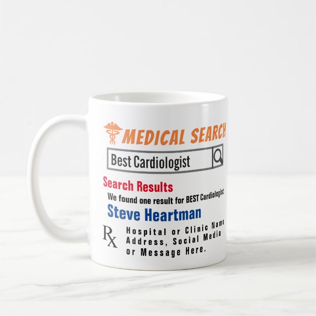 Taza De Café Mug de regalo de búsqueda divertida del cardiólogo (Izquierda)