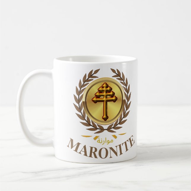 Taza De Café Mug de regalo de MARONITE (Cruz Oficial) (Izquierda)