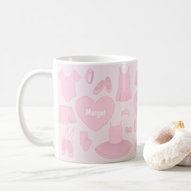 Taza De Café Mug de ropa de ballet - fondo rosado (Con donut)