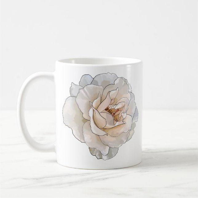 Taza De Café Mug de rosa blanca (Izquierda)