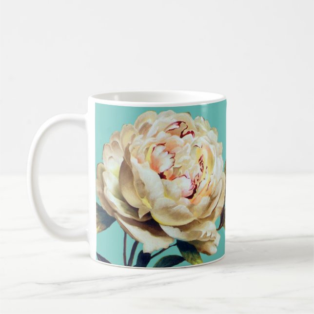 Taza De Café Mug de rosa blanca personalizada (Izquierda)