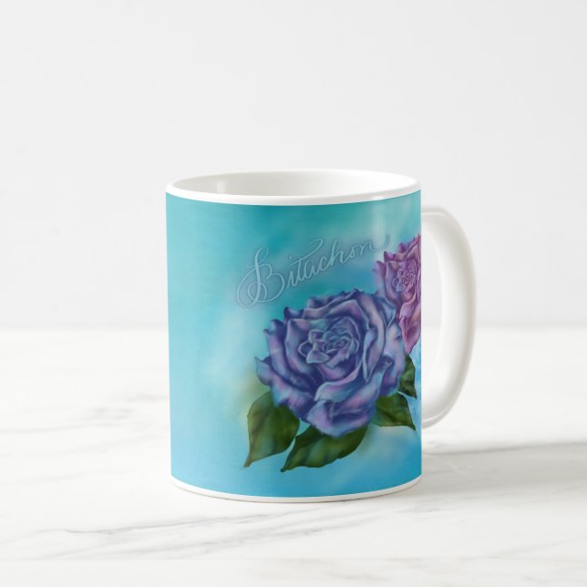 Taza De Café Mug de Rosas azul de Bitachon (Anverso derecho)