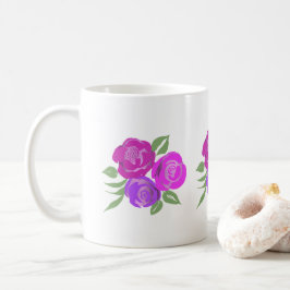 Taza De Café Mug de Rosas rosados y morados