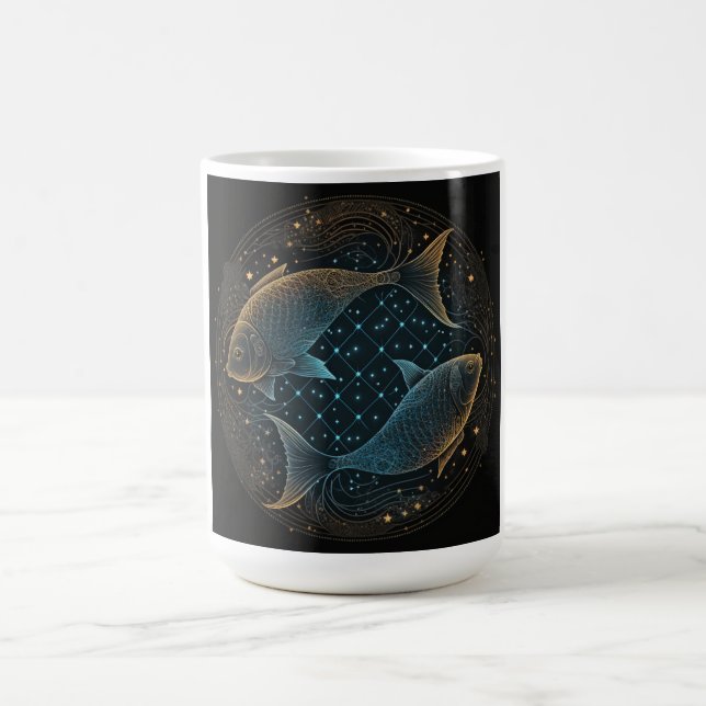 Taza De Café Mug de Rótulo Zodiaco de Pisces personalizados, ta (Centro)