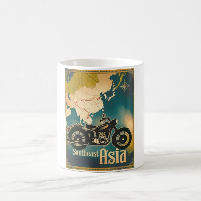 Taza De Café Mug de rutas de motocicleta del sudeste asiático (Centro)