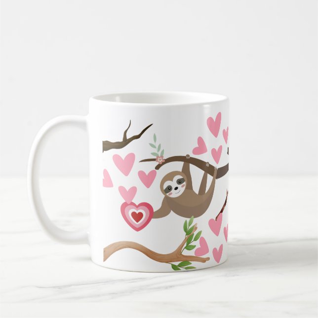 Taza De Café Mug de Sloth and Hearts (Izquierda)