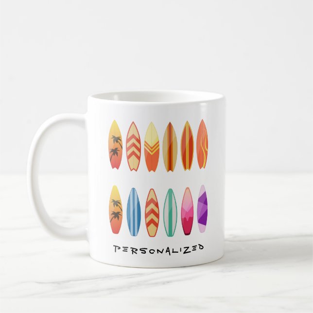 Taza De Café Mug de tablas de surf personalizadas (Izquierda)