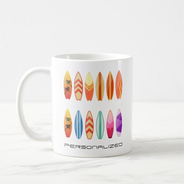 Taza De Café Mug de tablas de surf personalizadas (Izquierda)