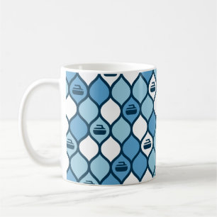 Taza De Café Mug. de tela curvada - Azul/Blanco