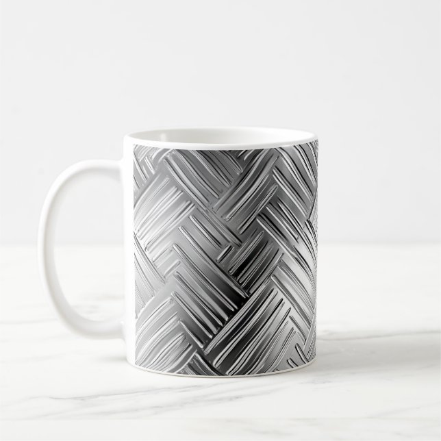 Taza De Café Mug de textura metálica de plata de moda (Izquierda)