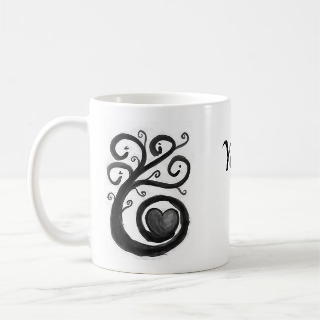 Taza De Café Mug de tinta de corazón rizado con personalización (Izquierda)
