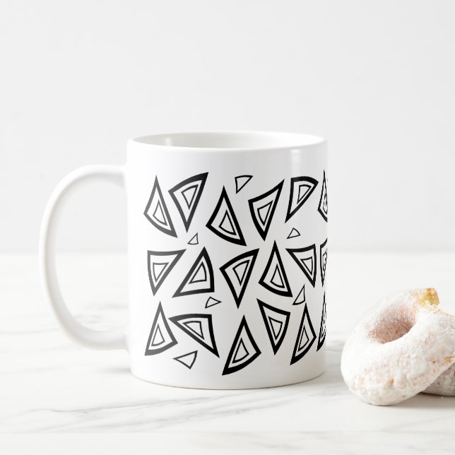 Taza De Café Mug de triángulo geométrico de inspiración azteca (Con donut)