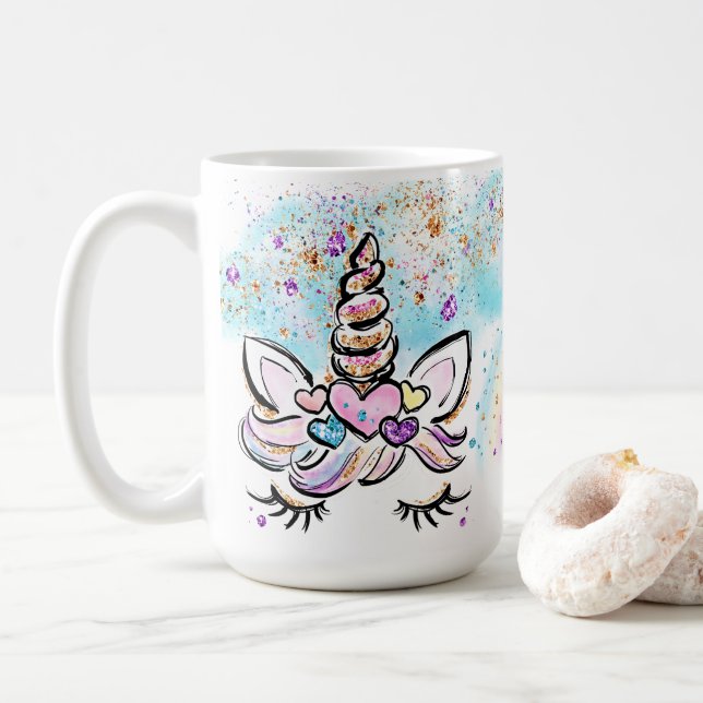 Taza De Café Mug de unicornio capricho y tazón de café (Con donut)