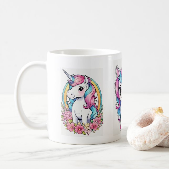 Taza De Café Mug de unicornio encantado (Con donut)
