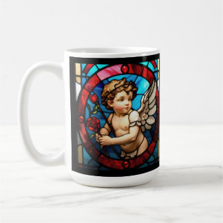 Taza De Café Mug de vidrio manchado de Cherub: El amor es el ti