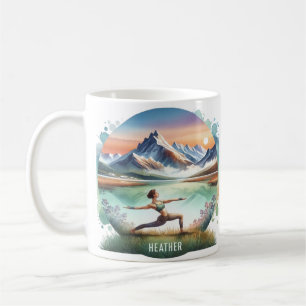 Taza De Café Mug de yoga acuarela, regalo de yoga personalizado