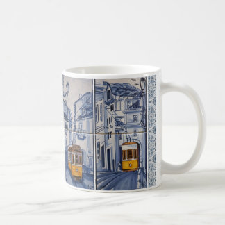 Taza De Café mug decoración Lisboa Azulejos tranvía