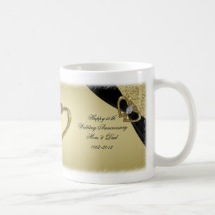 Taza De Café Mug del 50 aniversario del Boda negro de oro