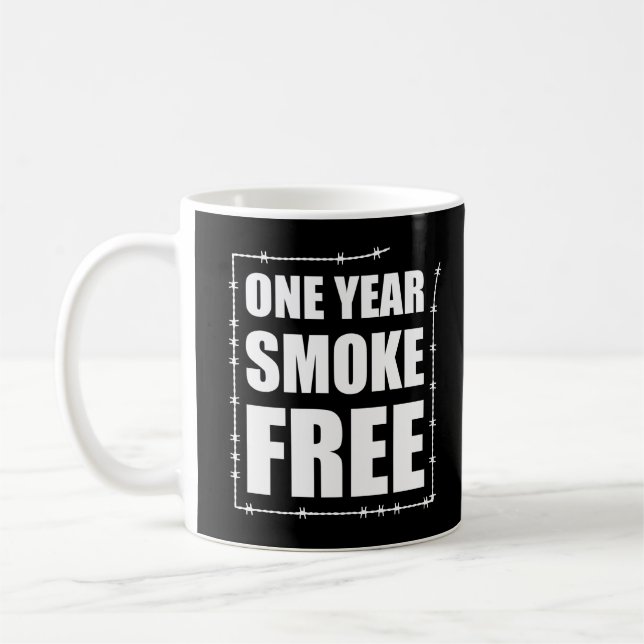 Taza De Café Mug del aniversario libre de humo de un año (Izquierda)
