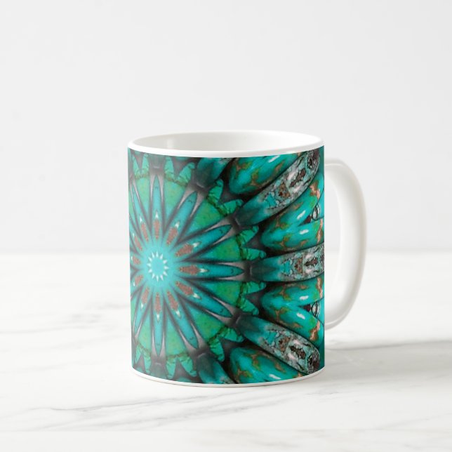 Taza De Café Mug. del arte 1 turquesa (Anverso derecho)