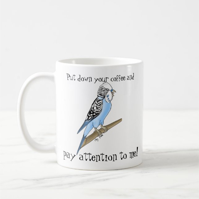 Taza De Café Mug del Buscador de atención de Budgie (Izquierda)