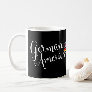 Taza De Café Mug del corazón entrelazado alemán estadounidense