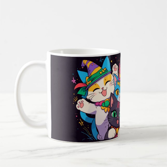 Taza De Café Mug del desfile de gatos Mardi Gras (Izquierda)