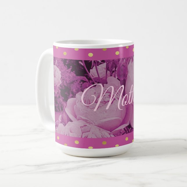 Taza De Café Mug del Día de la Madre Rosa Rosa (Anverso izquierdo)