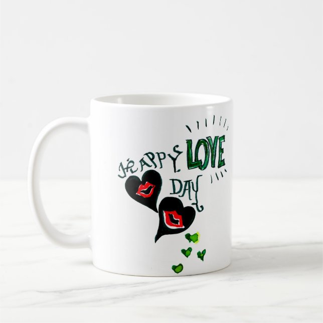 Taza De Café Mug del Día del Amor Feliz (Izquierda)