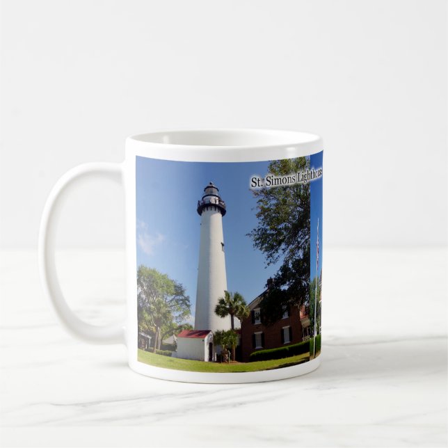 Taza De Café Mug del faro de St. Simons (Izquierda)