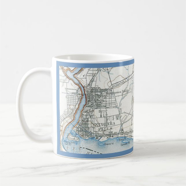 Taza De Café Mug del mapa de las cataratas del Niágara (Izquierda)