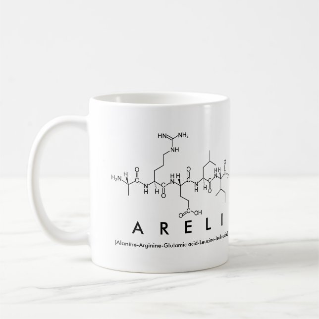 Taza De Café Mug del nombre del péptido de Areli (Izquierda)