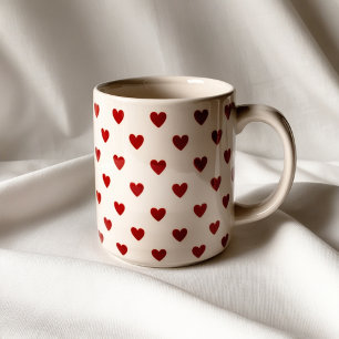 Taza De Café Mug del patrón del corazón rojo lindo - amor y rom